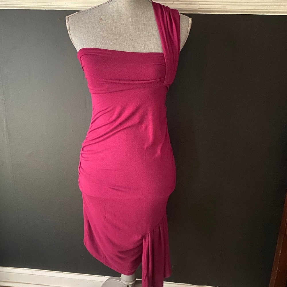 SWEET TART Purple One Shoulder Modal Bodycon Dress Size Medium